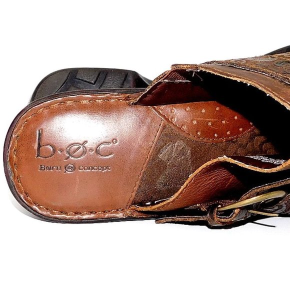 B.O.C. Brown Distressed Tooled Leather Clog - Picture 8 of 11